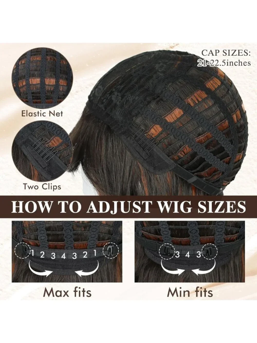 20-Inch Medium Long Wavy Wig with Bangs - Natural Curly Hair for Women